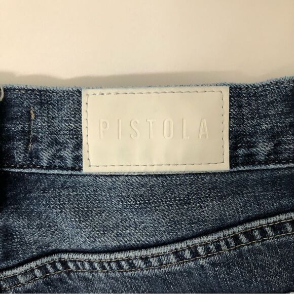 Pistolsa High Waist Skinny Jeans Medium Dark Wash Light Distressing Size 25 - Picture 9 of 13